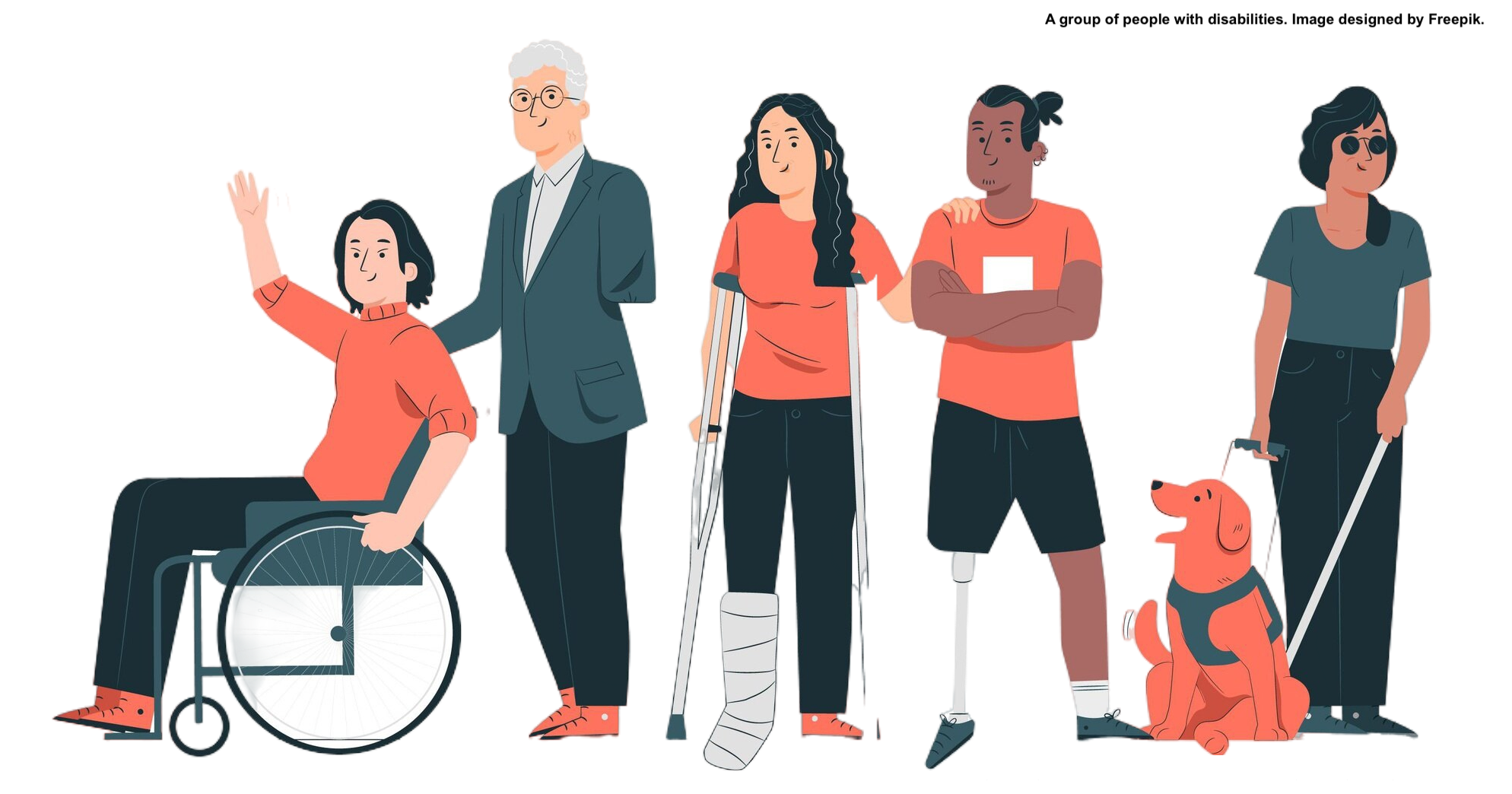 Image of a group of people with disabilities. Image designed by Freepik.